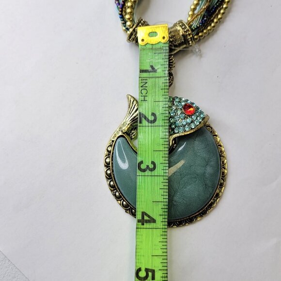 Statement Choker Pendant Necklace Fashion Gemstone Blue Fish Pendant - Picture 9 of 16